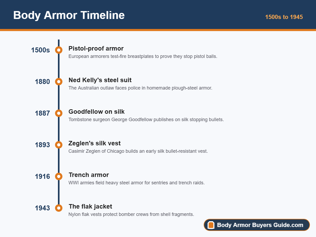Body armor timeline from the 1500s to 1945