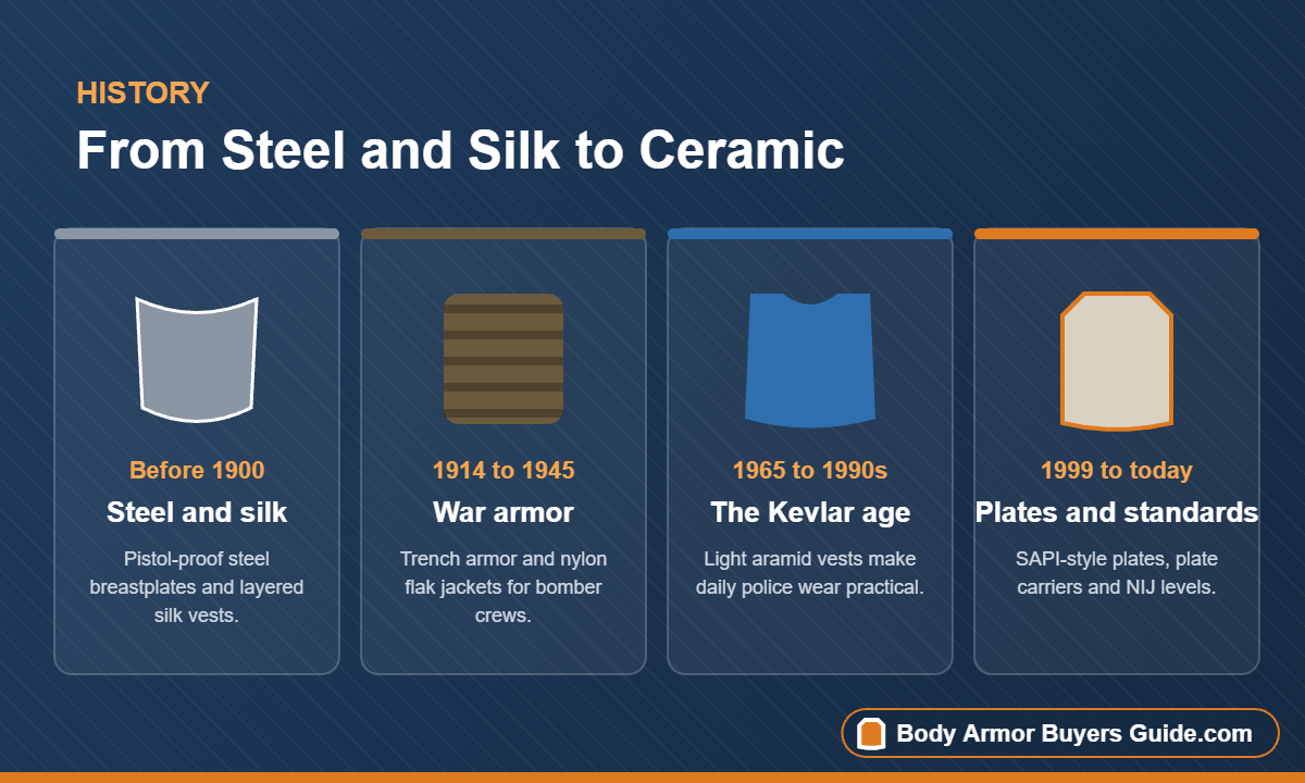 Four eras of body armor history