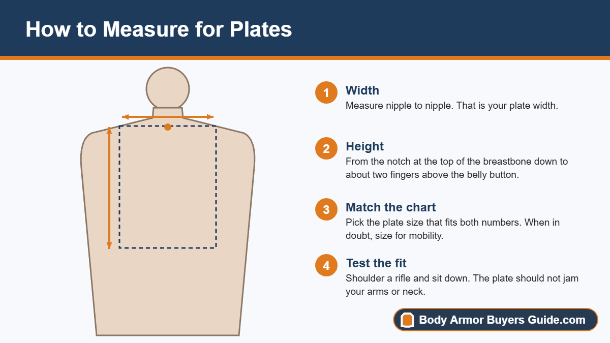 How to measure plate width and height on the torso